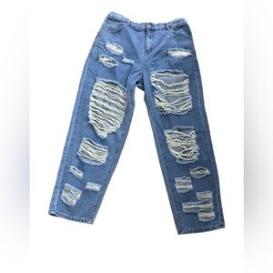 Plus High Waist Ripped Cut Out